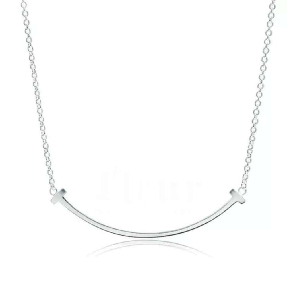 Tiffany & Co. Smile Genuine Sterling Silver Smile Pendant Necklace Size 18"